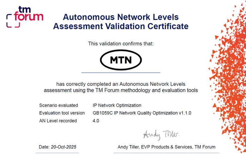 Huawei Leads the Way with World’s First AN L4 Certification for MTN South Africa IP Network
